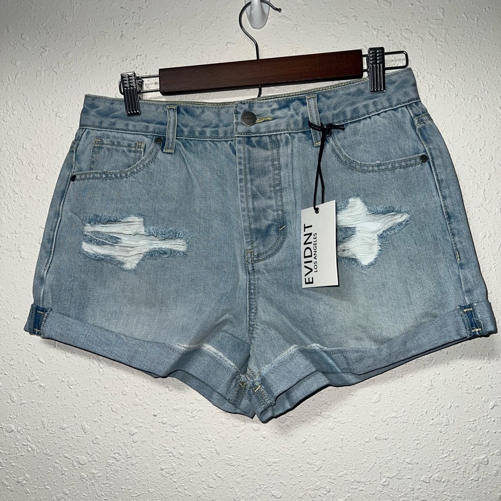 Distressed‎ Blue Jean Shorts with Frayed Hems